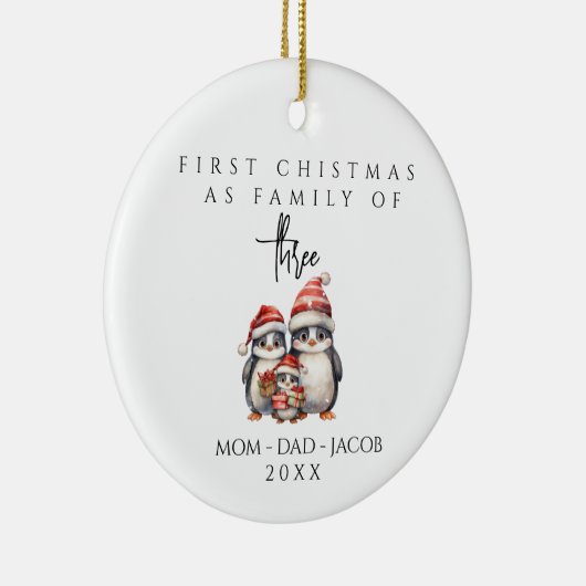 Unsere ersten Weihnachten als Familie von 3 indivi Keramik Ornament (Rechts)