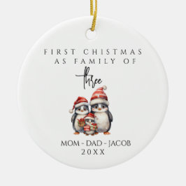 Unsere ersten Weihnachten als Familie von 3 indivi Keramik Ornament