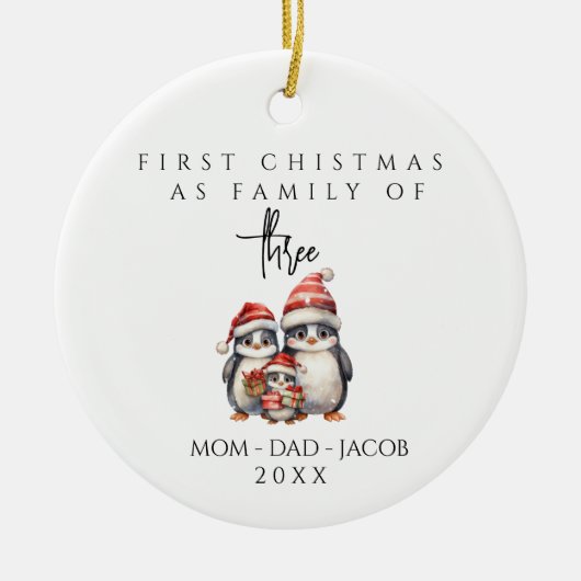 Unsere ersten Weihnachten als Familie von 3 indivi Keramik Ornament (Vorne)