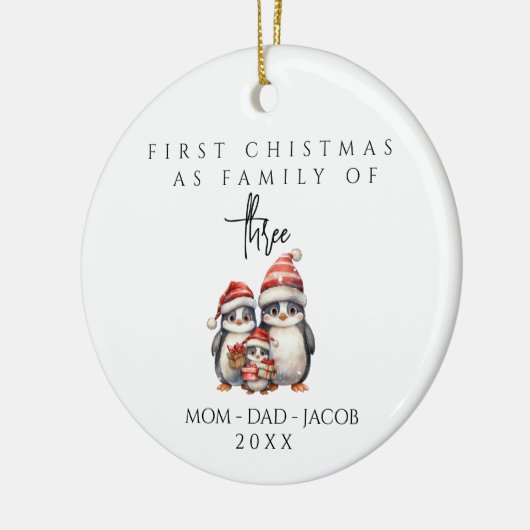 Unsere ersten Weihnachten als Familie von 3 indivi Keramik Ornament (Links)