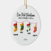 Unsere ersten Weihnachten als Familie von 4 indivi Keramik Ornament (Rechts)