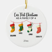 Unsere ersten Weihnachten als Familie von 4 indivi Keramik Ornament (Vorne)