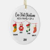 Unsere ersten Weihnachten als Familie von 4 indivi Keramik Ornament (Rechts)