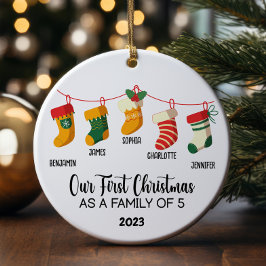 Unsere ersten Weihnachten als Familie von 5 indivi Keramik Ornament