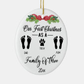 Unsere ersten Weihnachten als Familie von drei Foo Keramik Ornament (Rechts)