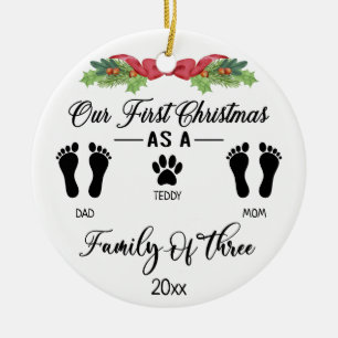 Unsere ersten Weihnachten als Familie von drei Foo Keramik Ornament