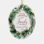 Unsere ersten Weihnachten als Familie von drei Fot Keramik Ornament (Rechts)