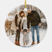 Unsere ersten Weihnachten als Familie von drei Fot Keramik Ornament (Hinten)