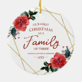 Unsere ersten Weihnachten als Familie von drei Keramik Ornament (Hinten)