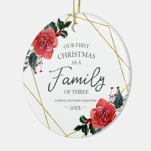 Unsere ersten Weihnachten als Familie von drei Nie Keramik Ornament (Links)