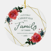 Unsere ersten Weihnachten als Familie von drei Nie Keramik Ornament (Hinten)