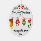 Unsere ersten Weihnachten als Familie von vier und Keramik Ornament (Rechts)