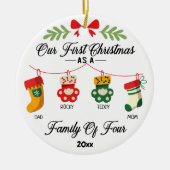 Unsere ersten Weihnachten als Familie von vier und Keramik Ornament (Vorne)