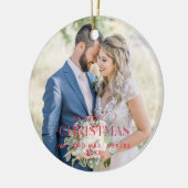 Unsere ersten Weihnachten als Foto Keramik Ornament (Links)