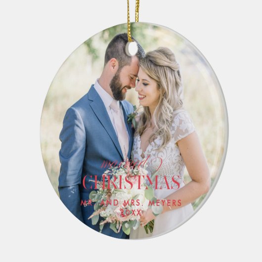 Unsere ersten Weihnachten als Foto Keramik Ornament (Links)