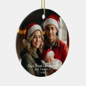 Unsere ersten Weihnachten als Foto Keramik Ornament (Rechts)