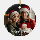 Unsere ersten Weihnachten als Foto Keramik Ornament (Vorne)
