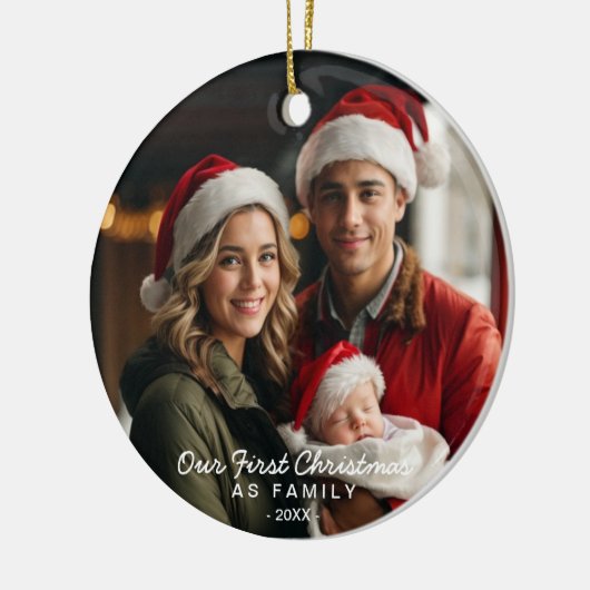 Unsere ersten Weihnachten als Foto Keramik Ornament (Links)