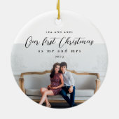 Unsere ersten Weihnachten als Foto und Mr. Keramik Ornament (Hinten)