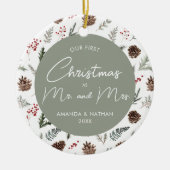 Unsere ersten Weihnachten als Foto und Mr. Keramik Ornament (Vorne)