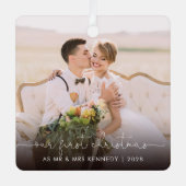 Unsere ersten Weihnachten als Foto und Mr. Ornament Aus Metall (Vorderseite)