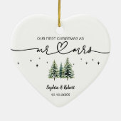 Unsere ersten Weihnachten als Frau Pine Tree Name  Keramik Ornament (Hinten)