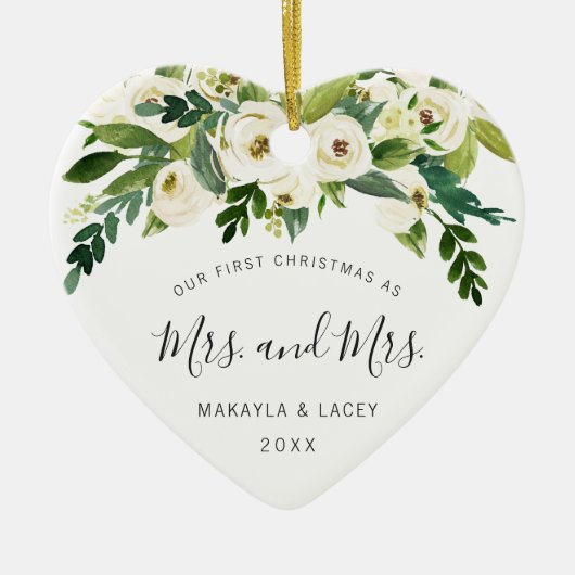 Unsere ersten Weihnachten als Frau und Frau Lesbia Keramik Ornament (Vorne)