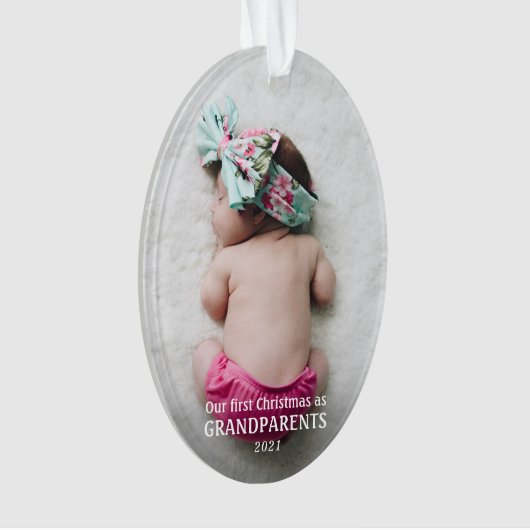 Unsere ersten Weihnachten als Großeltern | Baby-Fo Ornament (Vorderseite)