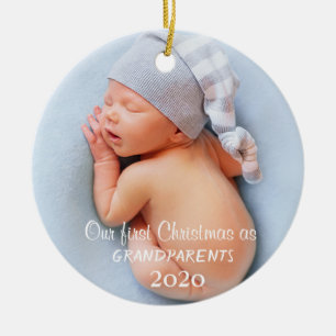 Unsere ersten Weihnachten als Großeltern, Baby-Fot Keramik Ornament