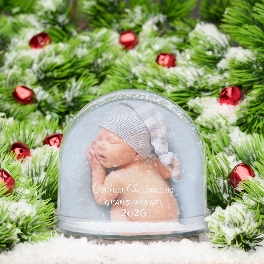 Unsere ersten Weihnachten als Großeltern, Baby-Fot Schneekugeln (Weihnachten)