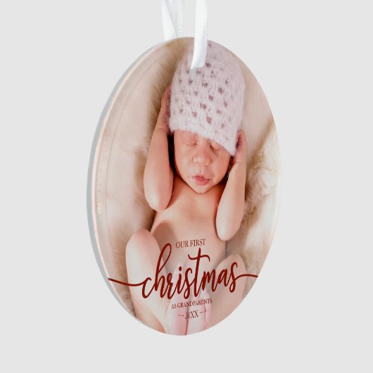 Unsere ersten Weihnachten als Großeltern Elegantes Ornament (Vorderseite)