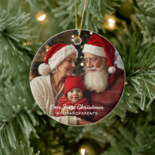 Unsere ersten Weihnachten als Großeltern Familie F Keramik Ornament