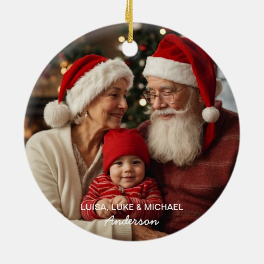 Unsere ersten Weihnachten als Großeltern Familie F Keramik Ornament (Hinten)