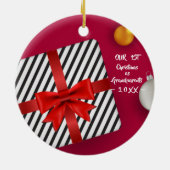 Unsere ersten Weihnachten als Großeltern Florales  Keramik Ornament (Hinten)