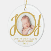 Unsere ersten Weihnachten als Großeltern Foto Gold Keramik Ornament (Links)