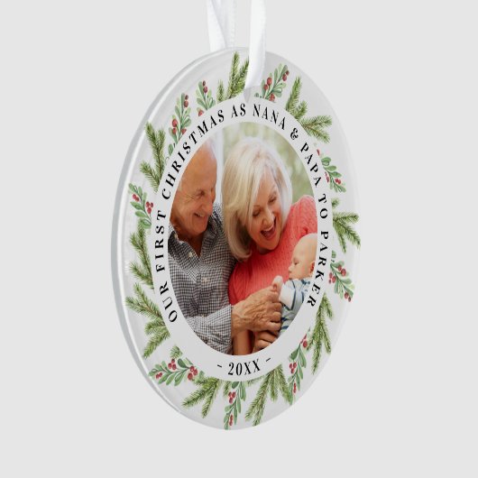 Unsere ersten Weihnachten als Großeltern Foto Gree Ornament (Vorderseite)
