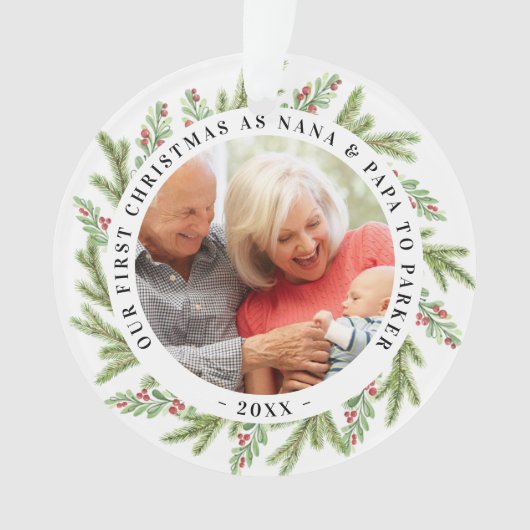 Unsere ersten Weihnachten als Großeltern Foto Gree Ornament (Vorderseite)