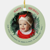 Unsere ersten Weihnachten als Großeltern-Foto Keramik Ornament (Hinten)