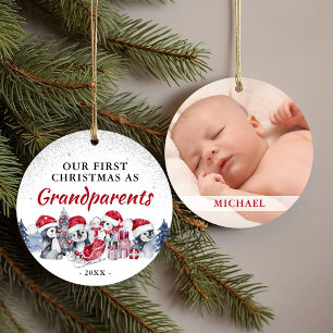 Unsere ersten Weihnachten als Großeltern-Foto Keramik Ornament