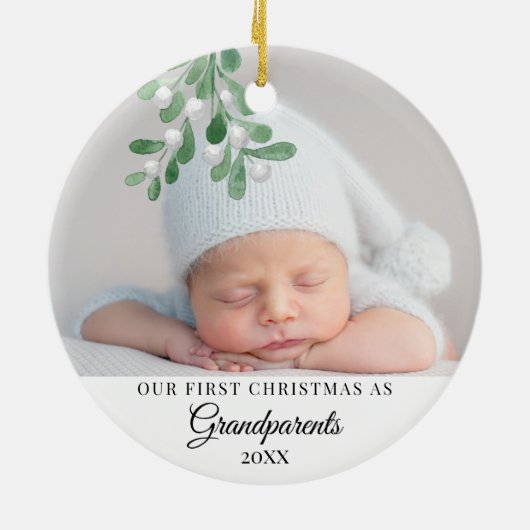 Unsere ersten Weihnachten als Großeltern Foto Keramik Ornament (Hinten)