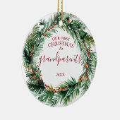 Unsere ersten Weihnachten als Großeltern Foto Kran Keramik Ornament (Rechts)