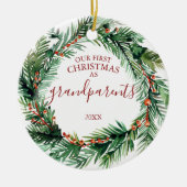 Unsere ersten Weihnachten als Großeltern Foto Kran Keramik Ornament (Vorne)