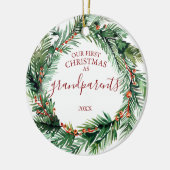 Unsere ersten Weihnachten als Großeltern Foto Kran Keramik Ornament (Links)