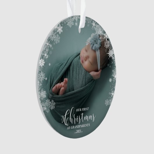 Unsere ersten Weihnachten als Großeltern Foto Orna Ornament (Vorderseite)