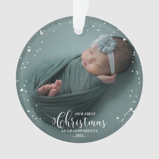 Unsere ersten Weihnachten als Großeltern Foto Orna Ornament (Vorderseite)