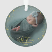 Unsere ersten Weihnachten als Großeltern Foto Orna Ornament (Rückseite)