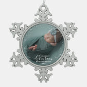 Unsere ersten Weihnachten als Großeltern Foto Orna Schneeflocken Zinn-Ornament (Vorderseite)