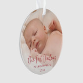 Unsere ersten Weihnachten als Großeltern Foto Red Ornament (Vorderseite)