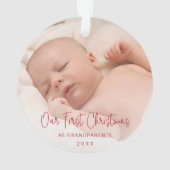 Unsere ersten Weihnachten als Großeltern Foto Red Ornament (Rückseite)