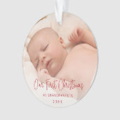 Unsere ersten Weihnachten als Großeltern Foto Red Ornament (Vorderseite)
